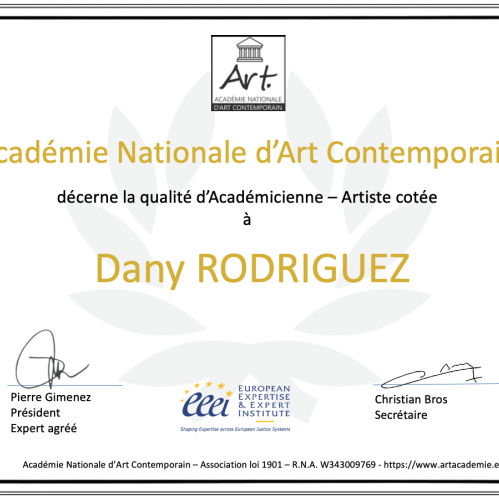 CERTIFICAT ART ACADEMIE NATIONALE ART CONTEMPORAIN